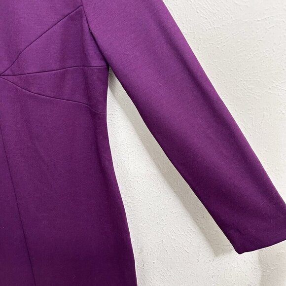 Diane Von Furstenberg Purple Wool Blend Sheath Long Sleeve Above Knee Size 10 - Picture 3 of 10